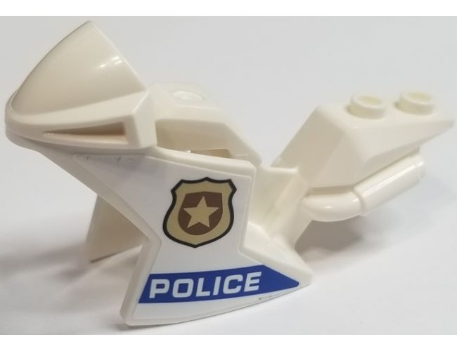 Riding Cycle Motorcycle Fairing, Racing (Sport) Bike with Gold Badge and 'POLICE' on Blue Stripe Pattern on Both Sides (Stickers) - Sets 60208 / 60210 / 60233