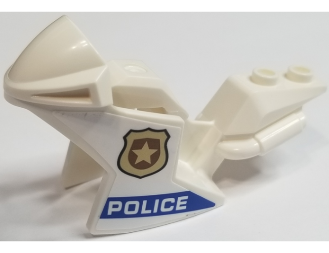Riding Cycle Motorcycle Fairing, Racing (Sport) Bike with Gold Badge and 'POLICE' on Blue Stripe Pattern on Both Sides (Stickers) - Sets 60208 / 60210 / 60233