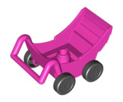 Duplo, Figure Wear & Utensil Pram (Baby Carriage, Stroller) with Thick Black Wheels