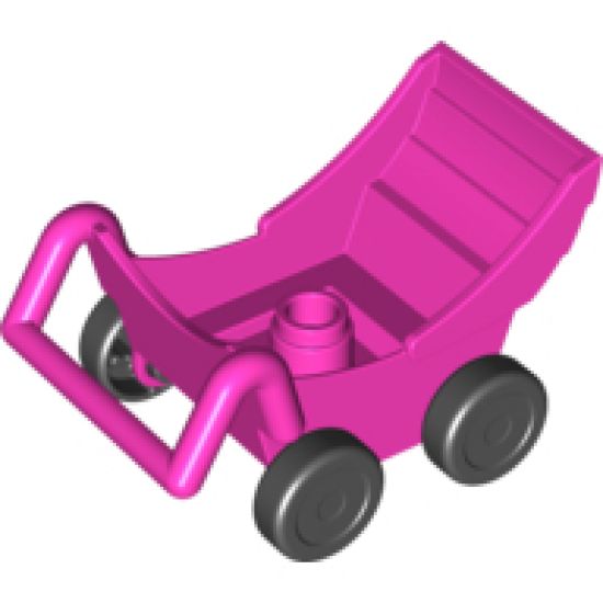 Duplo, Figure Wear & Utensil Pram (Baby Carriage, Stroller) with Thick Black Wheels