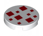 Tile, Round 2 x 2 with Bottom Stud Holder with Red Squares Pattern (Minecraft Cake Frosting)