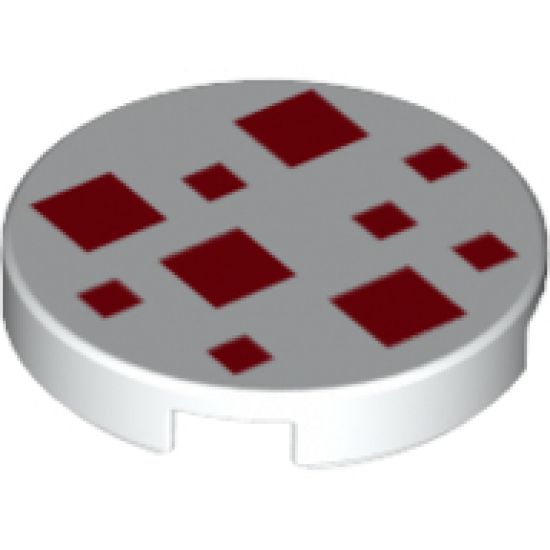 Tile, Round 2 x 2 with Bottom Stud Holder with Red Squares Pattern (Minecraft Cake Frosting)