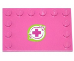 Tile, Modified 4 x 6 with Studs on Edges with Magenta Cross and Leaves in Lime Border Pattern (Sticker) - Set 41033