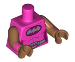 Torso Batman Female Logo on Magenta Oval and Silver Belt with Bat Buckle Pattern / Medium Nougat Arms with Cuffs Pattern / Medium Nougat Hands
