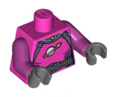 Torso Spacesuit Female with Belts and Classic Space Logo Pattern / Magenta Arms / Dark Bluish Gray Hands