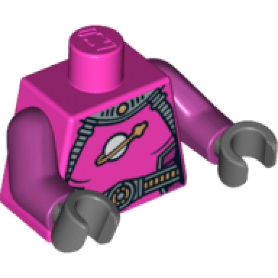 Torso Spacesuit Female with Belts and Classic Space Logo Pattern / Magenta Arms / Dark Bluish Gray Hands