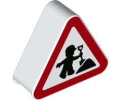 Duplo, Brick 1 x 3 x 2 Triangle Road Sign with Construction Worker, Duplo Figure Pattern
