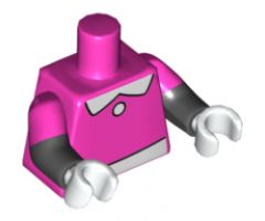 Torso White Collar, 1 White Button, and White Belt Front and Back Pattern / Black Arms with Dark Pink Short Sleeves Pattern / White Hands