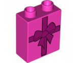 Duplo, Brick 1 x 2 x 2 with Present / Gift with Bow Pattern