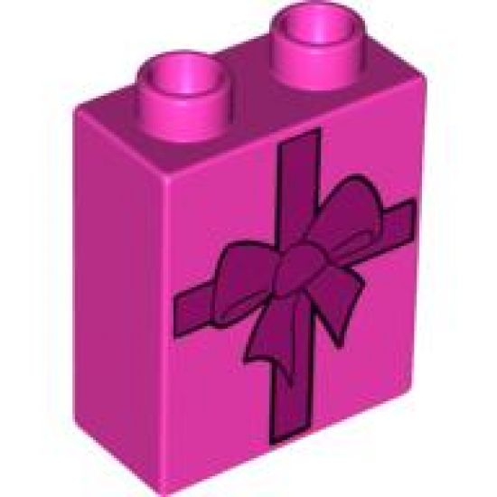 Duplo, Brick 1 x 2 x 2 with Present / Gift with Bow Pattern