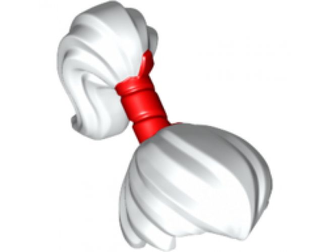 Minifigure, Hair Pulled Back Into High Ponytail with Red Wrap Pattern