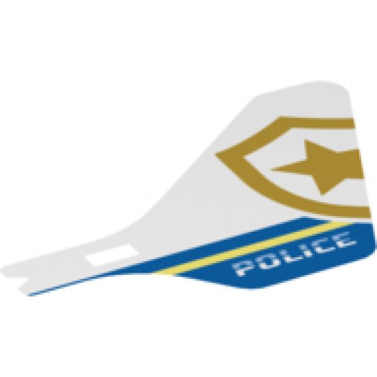 Plastic Tail for Flying Helicopter with 'POLICE' and Partial Police Gold Star Badge Pattern on Both Sides
