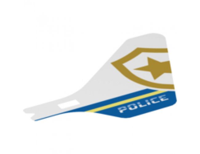 Plastic Tail for Flying Helicopter with 'POLICE' and Partial Police Gold Star Badge Pattern on Both Sides