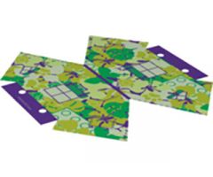 Cloth Tent, Friends Jungle Leaves with Dark Purple Trim Pattern