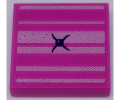 Tile 2 x 2 with Cushion Button and Bright Pink Stripes on Dark Pink Background Pattern (Sticker) - Set 41339