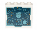 Panel 1 x 4 x 3 with Side Supports - Hollow Studs with Systar System Stellar Map Pattern (Sticker) - Set 70830