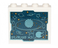 Panel 1 x 4 x 3 with Side Supports - Hollow Studs with Systar System Stellar Map Pattern (Sticker) - Set 70830