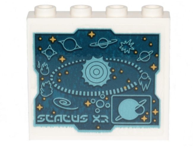 Panel 1 x 4 x 3 with Side Supports - Hollow Studs with Systar System Stellar Map Pattern (Sticker) - Set 70830