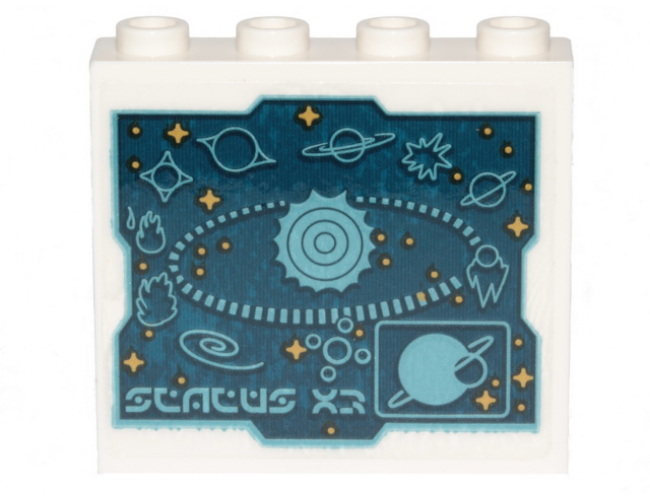 Panel 1 x 4 x 3 with Side Supports - Hollow Studs with Systar System Stellar Map Pattern (Sticker) - Set 70830