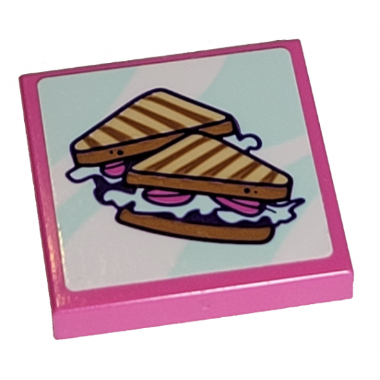 Tile 2 x 2 with Grilled Sandwiches Pattern (Sticker) - Set 41336