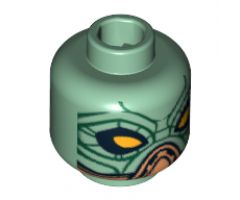 Minifigure, Head Dual Sided Alien with SW Embo, Large Yellow Eyes / Black Lines Pattern - Hollow Stud