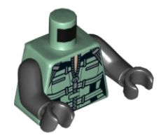 Torso Female Armor with Straps and Metallic Silver Zipper Pattern / Black Arms / Black Hands