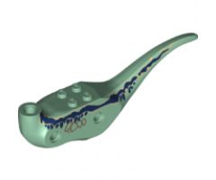 Animal, Body Part Dinosaur Middle Raptor with Dark Blue Stripes and Spots and Dark Tan Markings on Sides Pattern