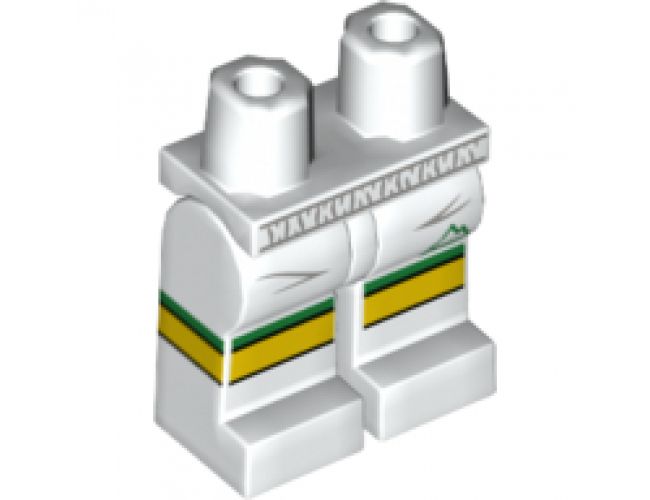 Hips and Legs with Light Bluish Gray Gathers, Green Sports Logo and Stripe, Yellow Knees and White Shoes Pattern