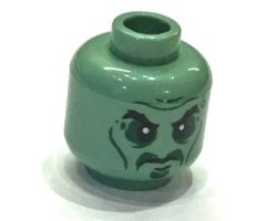 Minifigure, Head Alien with Black Eyebrows, Cheek Lines and Sunken Eyes Pattern - Hollow Stud