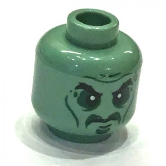 Minifigure, Head Alien with Black Eyebrows, Cheek Lines and Sunken Eyes Pattern - Hollow Stud