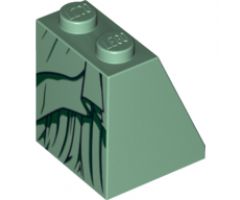 Slope 65 2 x 2 x 2 with Bottom Tube with Minifigure Dress/Skirt/Robe, Dark Green and Black Pattern (Lady Liberty)