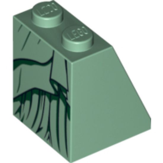 Slope 65 2 x 2 x 2 with Bottom Tube with Minifigure Dress/Skirt/Robe, Dark Green and Black Pattern (Lady Liberty)