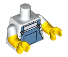 Torso Shirt with Black Stripes and Medium Blue Overalls Pattern / Yellow Arms with White Short Sleeves Pattern / Yellow Hands
