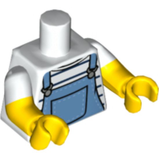 Torso Shirt with Black Stripes and Medium Blue Overalls Pattern / Yellow Arms with White Short Sleeves Pattern / Yellow Hands
