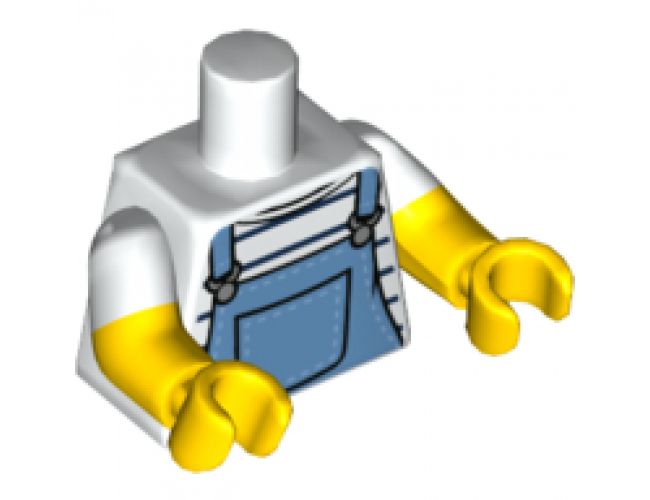 Torso Shirt with Black Stripes and Medium Blue Overalls Pattern / Yellow Arms with White Short Sleeves Pattern / Yellow Hands