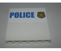 Panel 1 x 6 x 5 with Blue 'POLICE' on White Background and Gold Police Badge Pattern (Sticker) - Set 60139