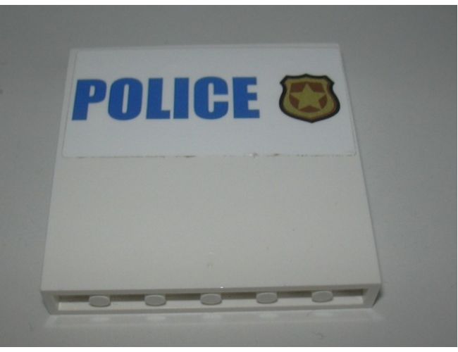 Panel 1 x 6 x 5 with Blue 'POLICE' on White Background and Gold Police Badge Pattern (Sticker) - Set 60139