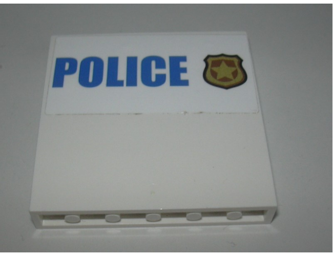 Panel 1 x 6 x 5 with Blue 'POLICE' on White Background and Gold Police Badge Pattern (Sticker) - Set 60139