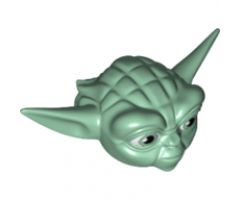 Minifigure, Head, Modified SW Yoda Straight Ears with Large Eyes and White Hair Pattern