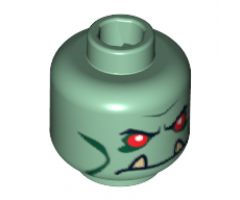 Minifigure, Head Alien with Red Eyes and Lower Fangs Pattern - Blocked Open Stud