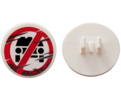 Road Sign 2 x 2 Round with Clip with Red Scratched Sign and Black Car Pattern (Sticker) - Set 76128