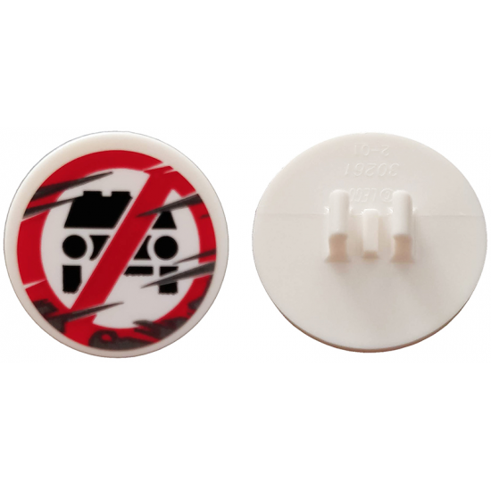 Road Sign 2 x 2 Round with Clip with Red Scratched Sign and Black Car Pattern (Sticker) - Set 76128
