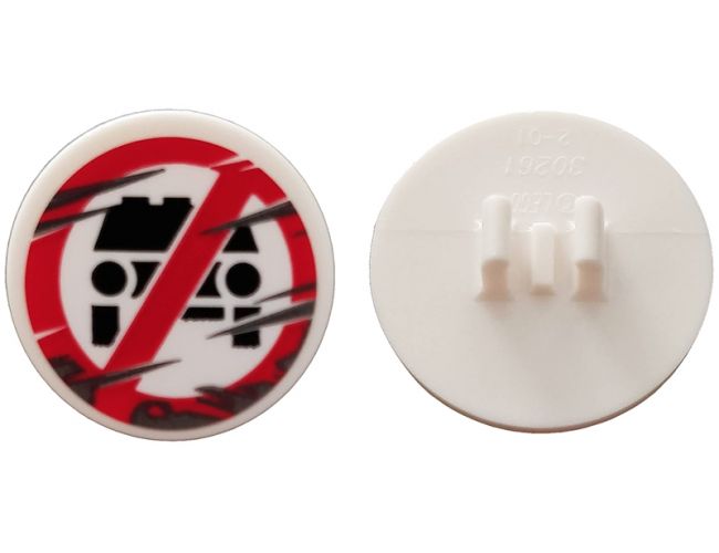 Road Sign 2 x 2 Round with Clip with Red Scratched Sign and Black Car Pattern (Sticker) - Set 76128