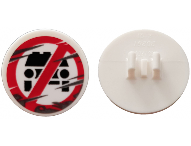 Road Sign 2 x 2 Round with Clip with Red Scratched Sign and Black Car Pattern (Sticker) - Set 76128