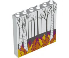 Panel 1 x 6 x 5 with Dark Bluish Gray Trees, Aspen Trees, Magenta, Orange and Yellow Leaves Pattern