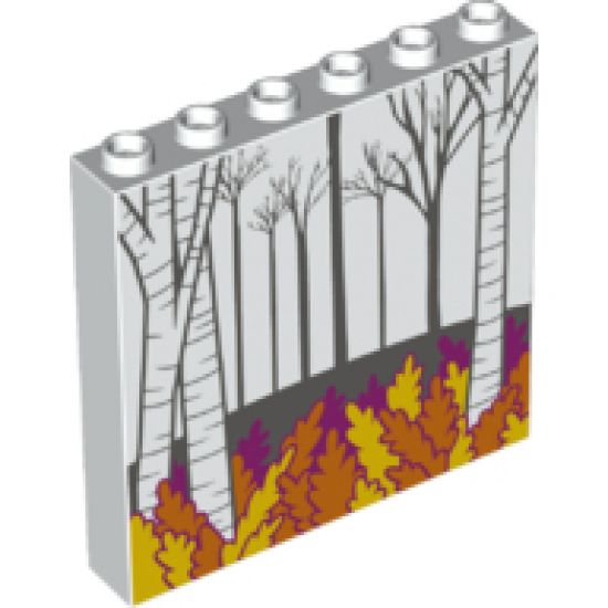 Panel 1 x 6 x 5 with Dark Bluish Gray Trees, Aspen Trees, Magenta, Orange and Yellow Leaves Pattern