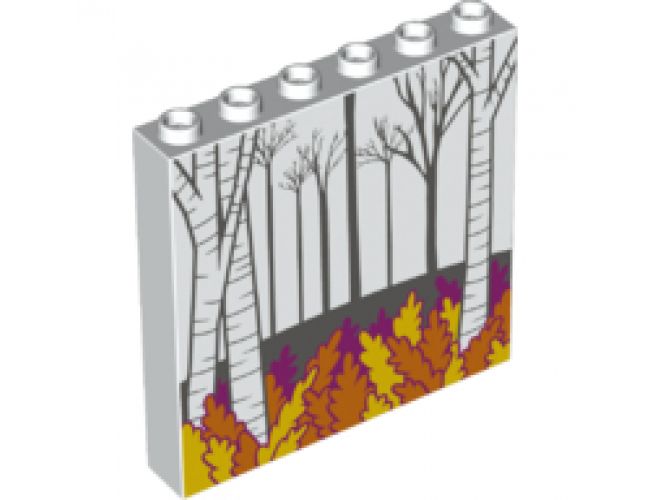 Panel 1 x 6 x 5 with Dark Bluish Gray Trees, Aspen Trees, Magenta, Orange and Yellow Leaves Pattern