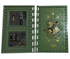 Tile, Modified 10 x 16 with Studs on Edges and Bar Handles with Hogwarts Potions Class with Black 'TOM RIDDLE', Books, 'Potions', Wooden Shelf, Portrait, Cobwebs and Flag of Slytherin Pattern on Inside (Stickers) - Set 76383