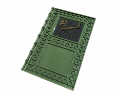 Tile, Modified 10 x 16 with Studs on Edges and Bar Handles with Drainpipe, Brick Wall and Wizard Portrait Pattern on Inside (Sticker) - Set 76383