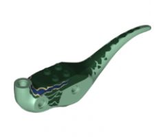 Animal, Body Part Dinosaur Middle Raptor with Dark Green Top with Tan and Dark Blue Stripes Pattern
